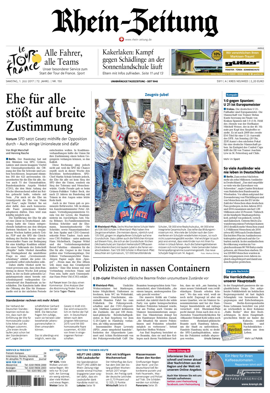 Rhein-Zeitung Kreis Neuwied vom Samstag, 01.07.2017