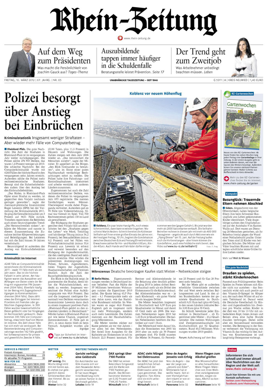 Rhein-Zeitung Kreis Neuwied vom Freitag, 16.03.2012