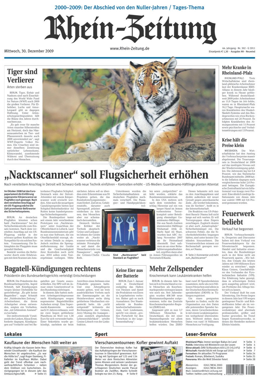 Rhein-Zeitung Kreis Neuwied vom Mittwoch, 30.12.2009
