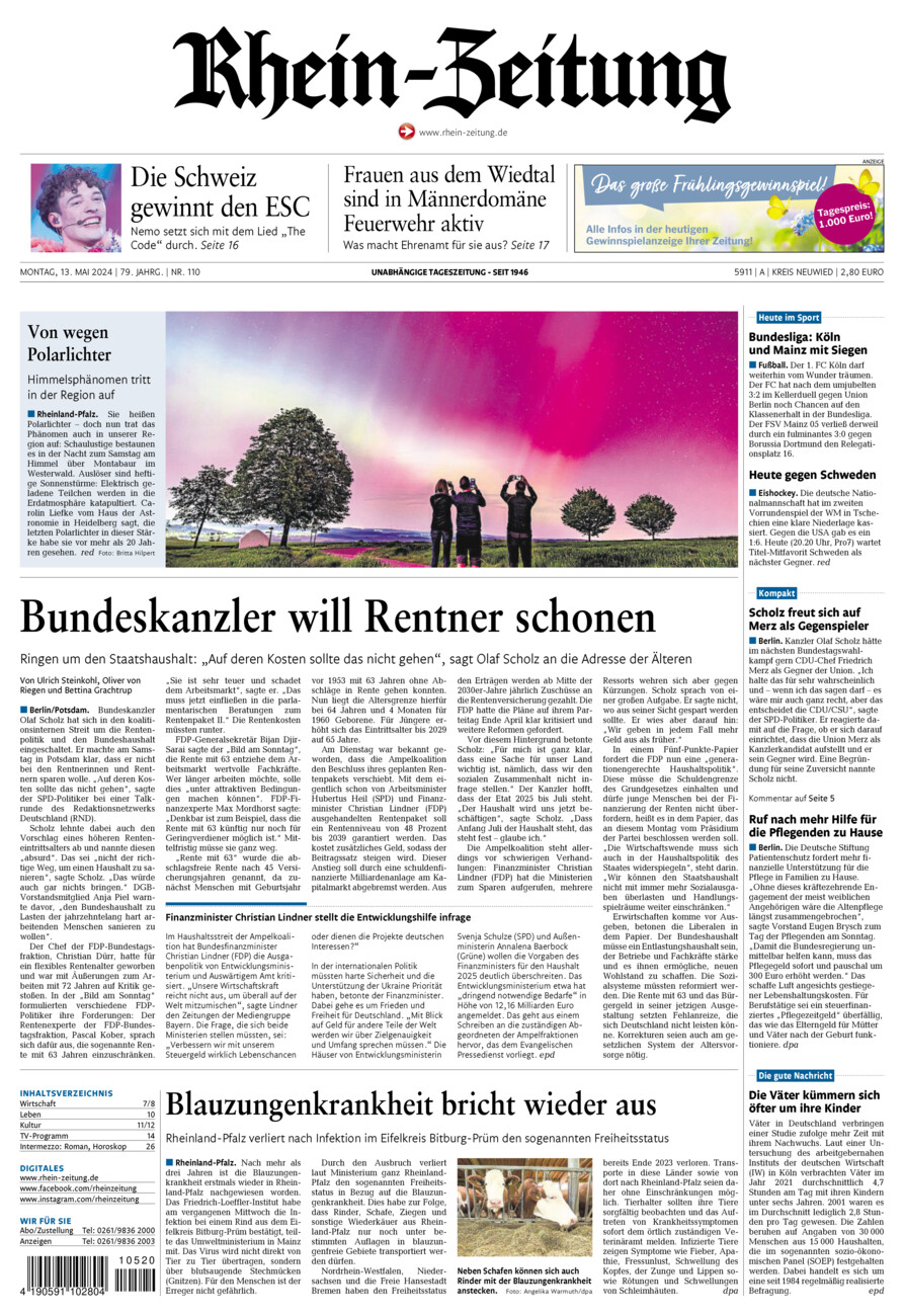 Rhein-Zeitung Kreis Neuwied vom Montag, 13.05.2024