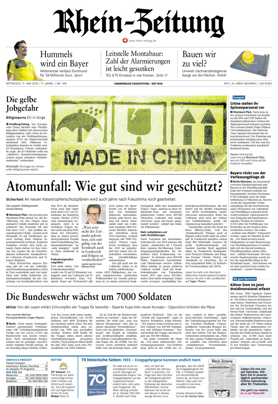 Rhein-Zeitung Kreis Neuwied vom Mittwoch, 11.05.2016