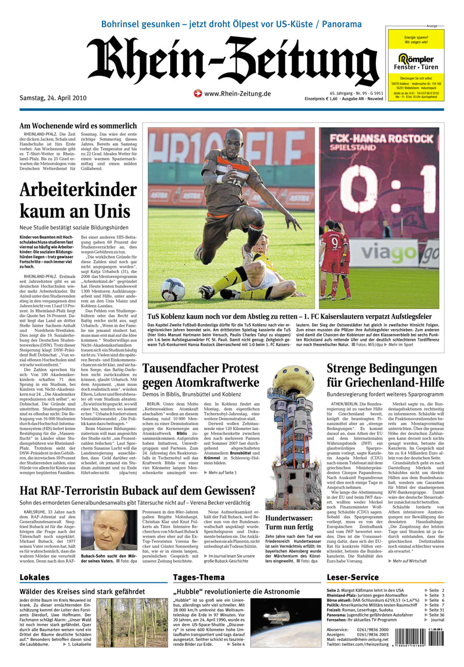 Rhein-Zeitung Kreis Neuwied vom Samstag, 24.04.2010