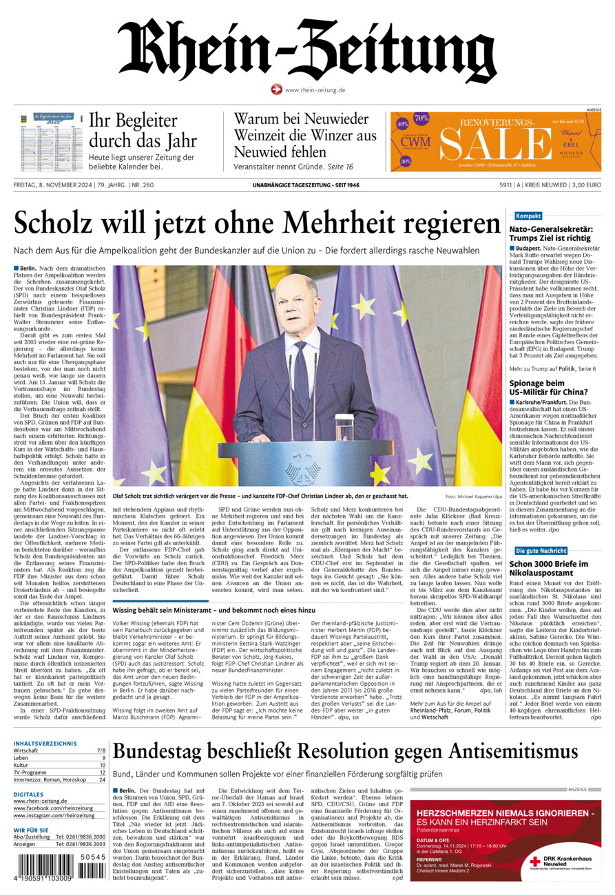 Rhein-Zeitung Kreis Neuwied vom Freitag, 08.11.2024