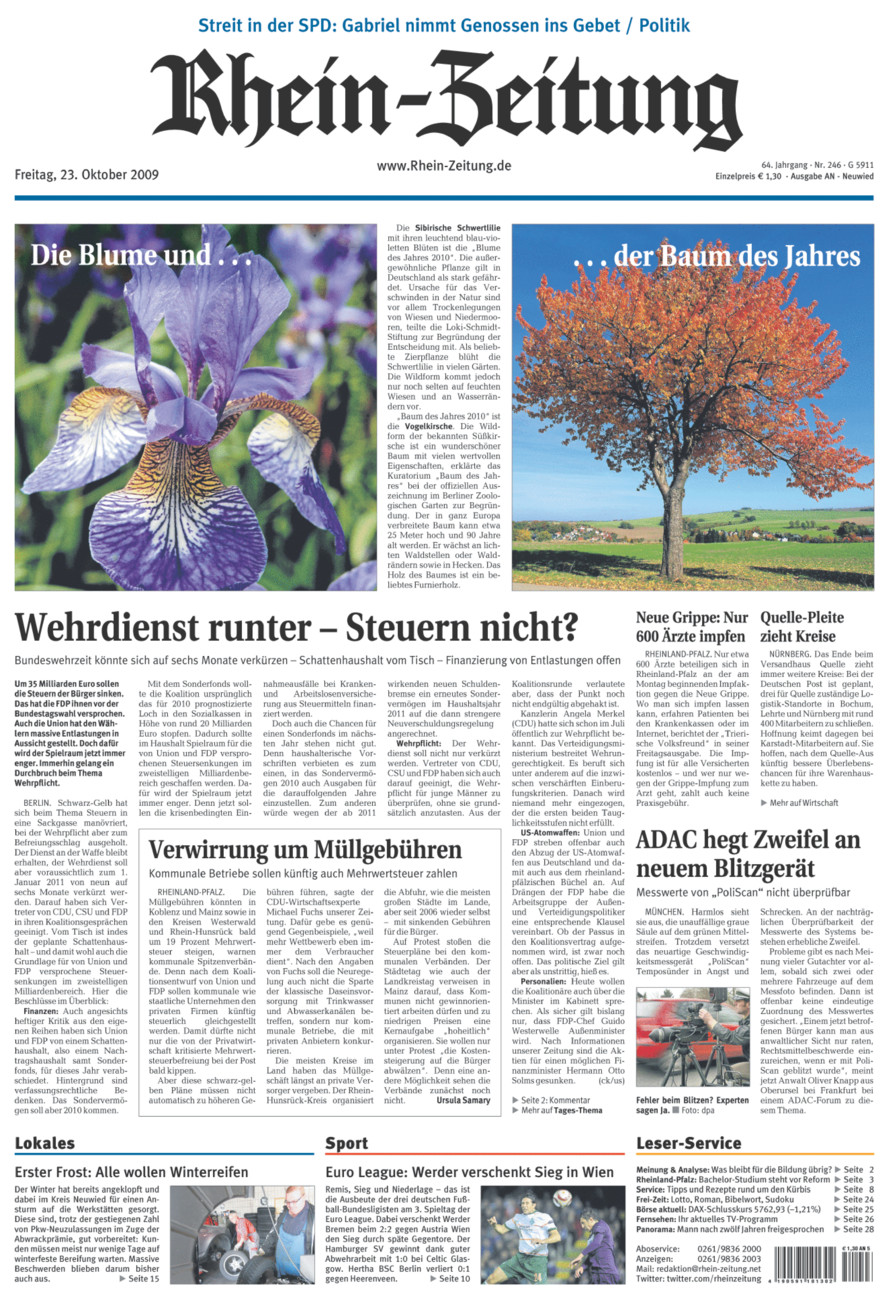 Rhein-Zeitung Kreis Neuwied vom Freitag, 23.10.2009