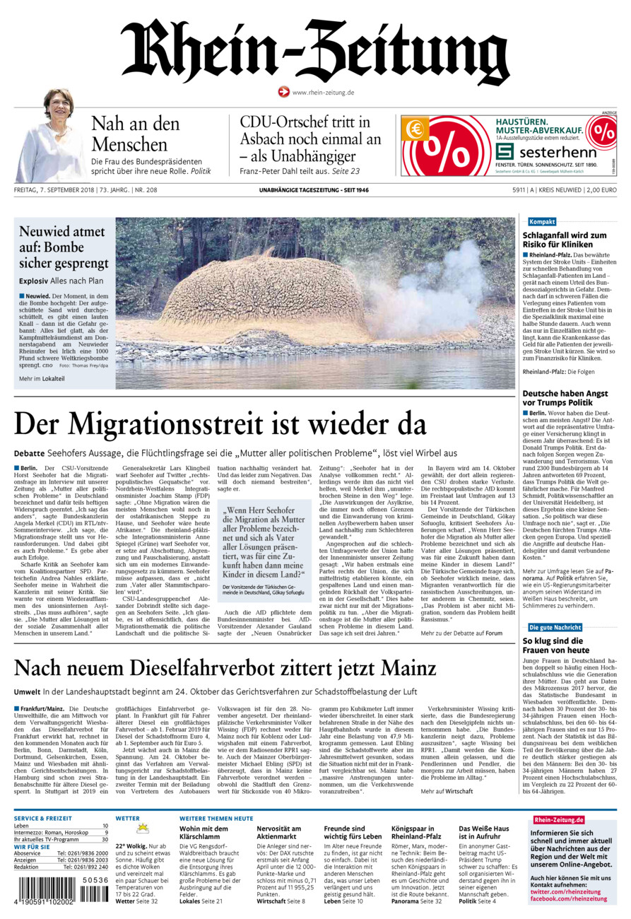 Rhein-Zeitung Kreis Neuwied vom Freitag, 07.09.2018