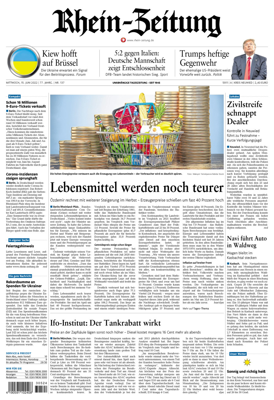 Rhein-Zeitung Kreis Neuwied vom Mittwoch, 15.06.2022