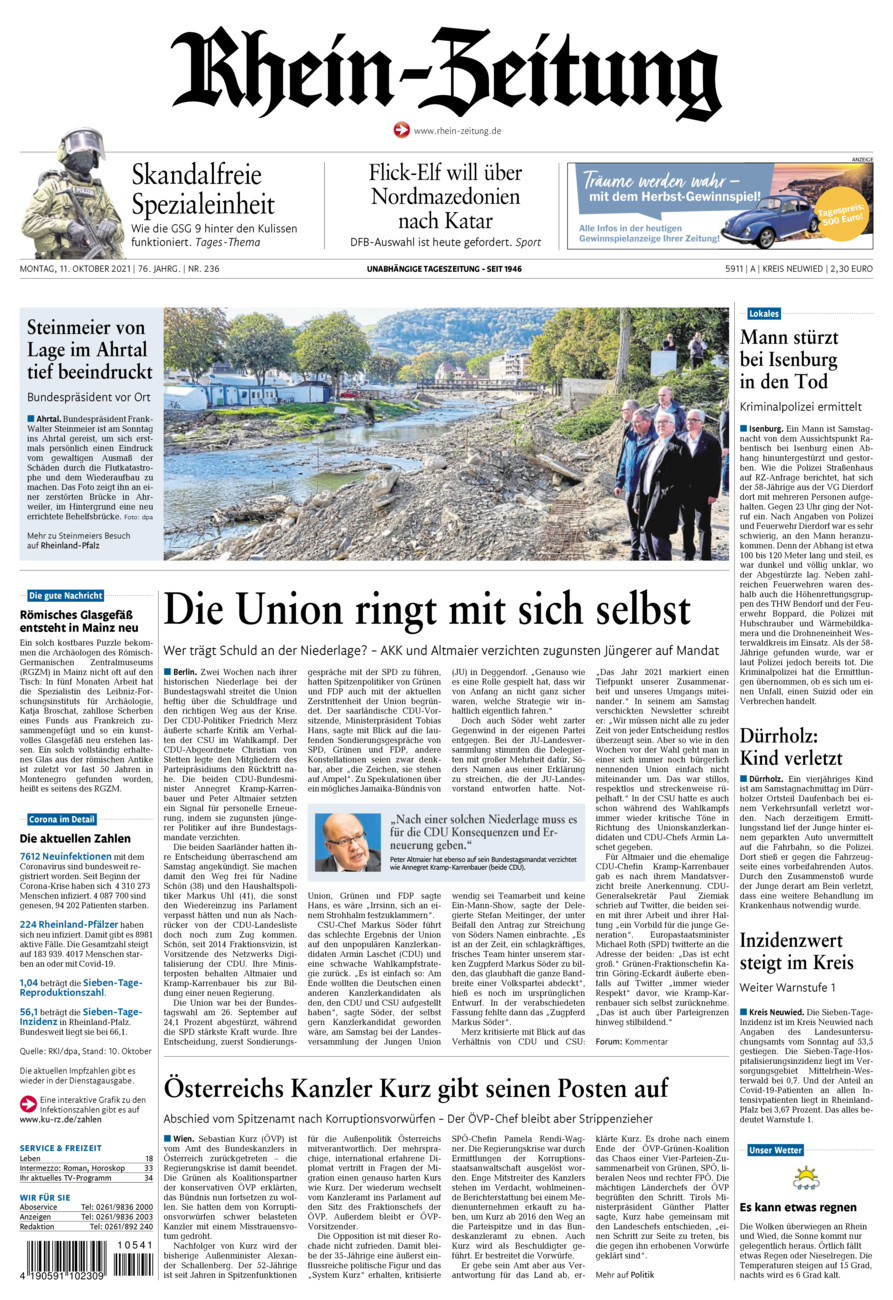 Rhein-Zeitung Kreis Neuwied vom Montag, 11.10.2021