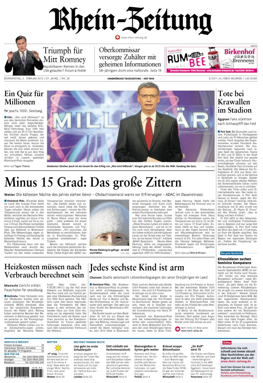 Rhein-Zeitung Kreis Neuwied vom Donnerstag, 02.02.2012