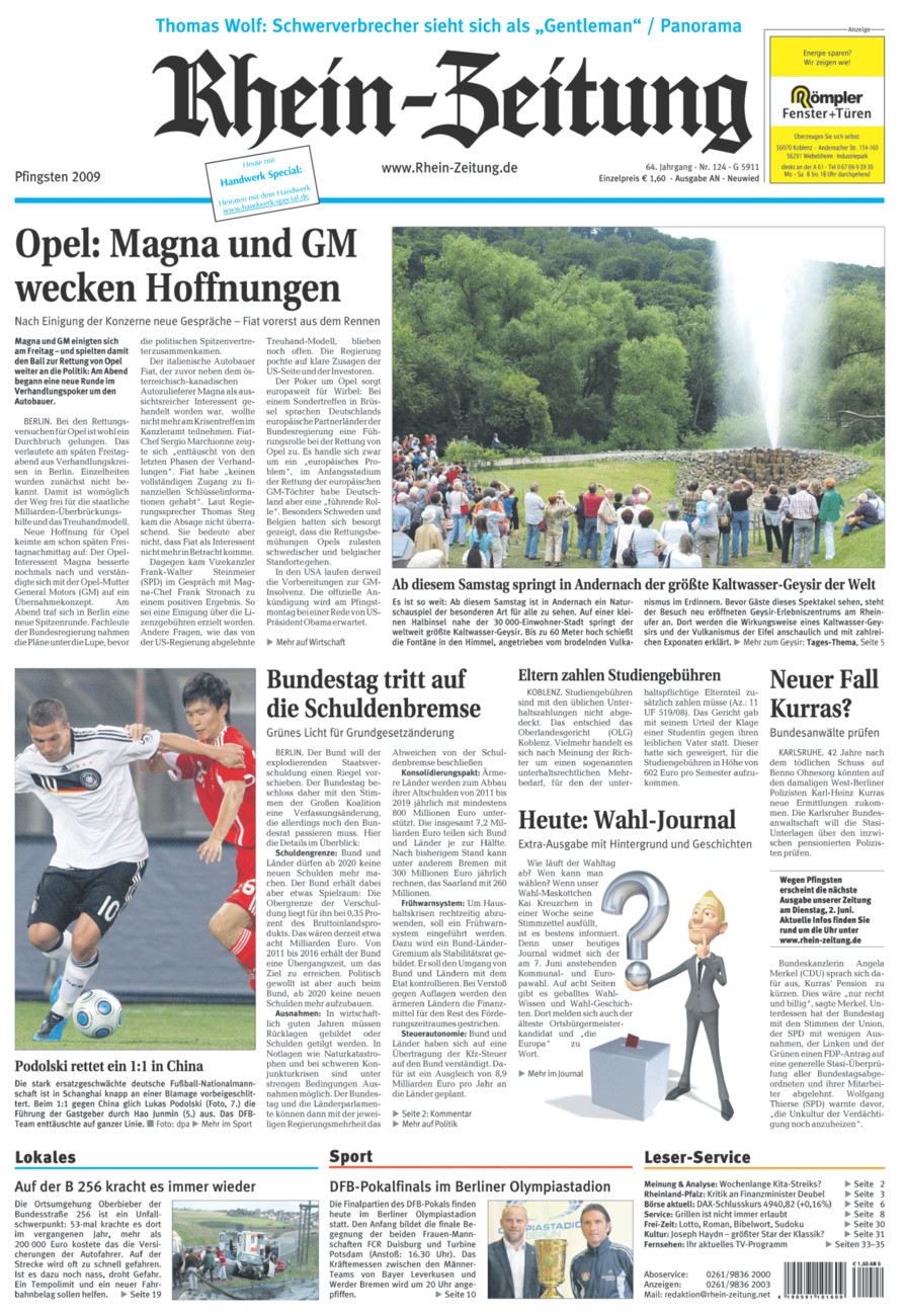 Rhein-Zeitung Kreis Neuwied vom Samstag, 30.05.2009