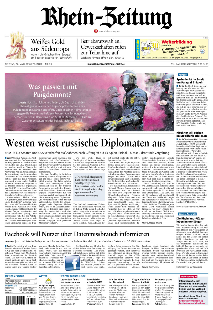 Rhein-Zeitung Kreis Neuwied vom Dienstag, 27.03.2018