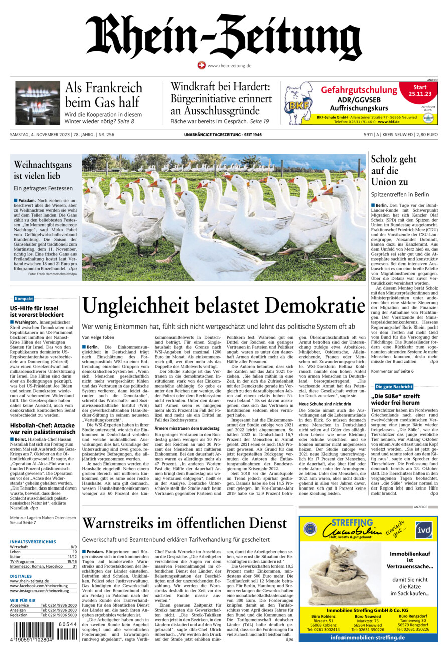 Rhein-Zeitung Kreis Neuwied vom Samstag, 04.11.2023