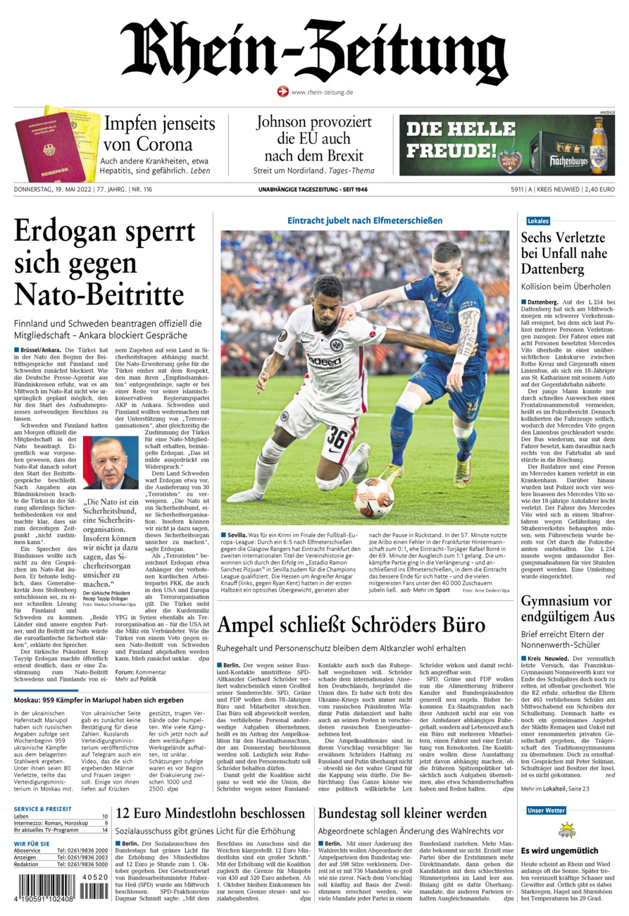 Rhein-Zeitung Kreis Neuwied vom Donnerstag, 19.05.2022