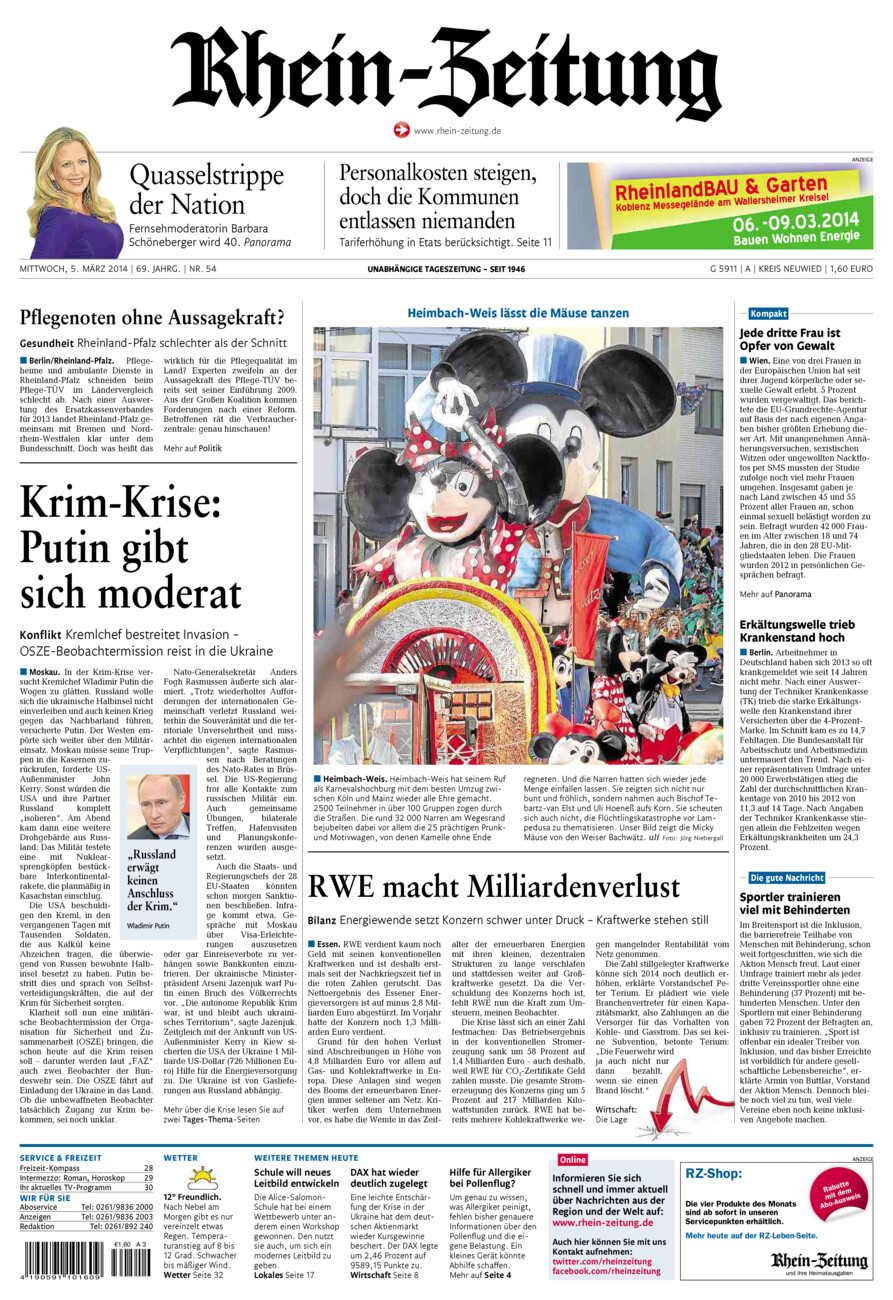 Rhein-Zeitung Kreis Neuwied vom Mittwoch, 05.03.2014