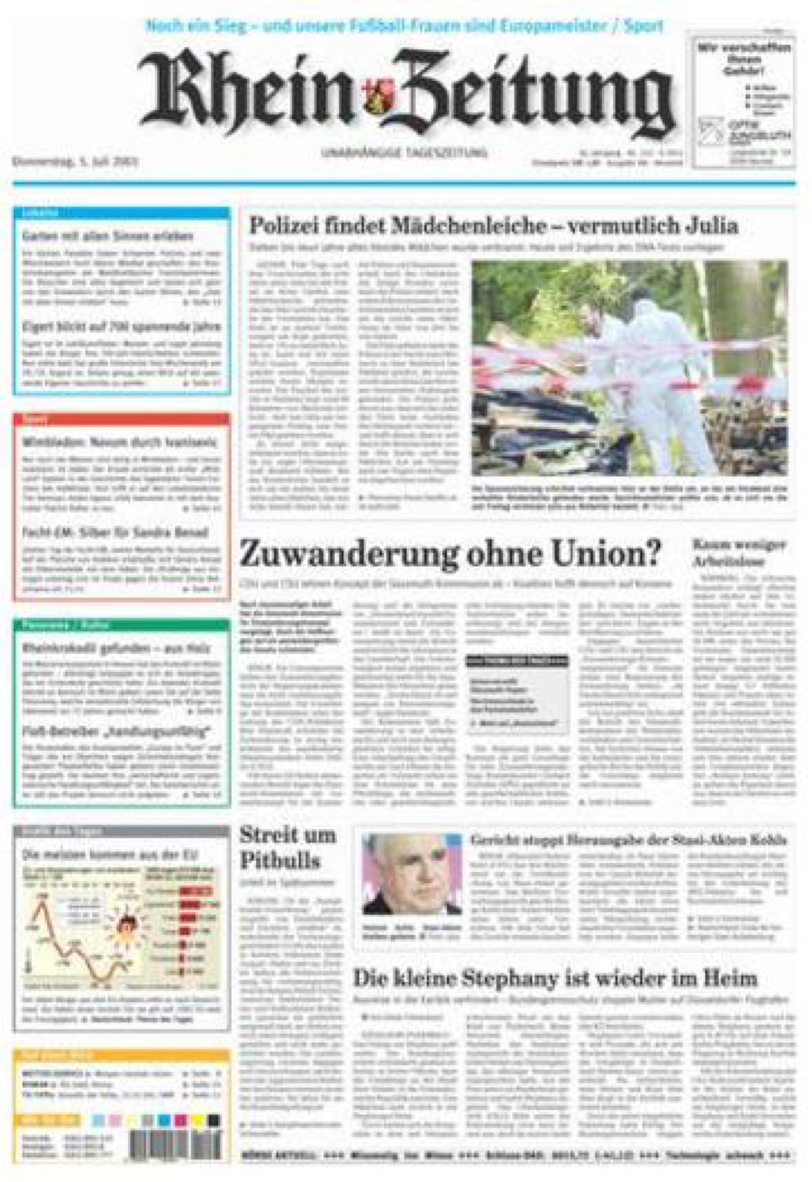 Rhein-Zeitung Kreis Neuwied vom Donnerstag, 05.07.2001