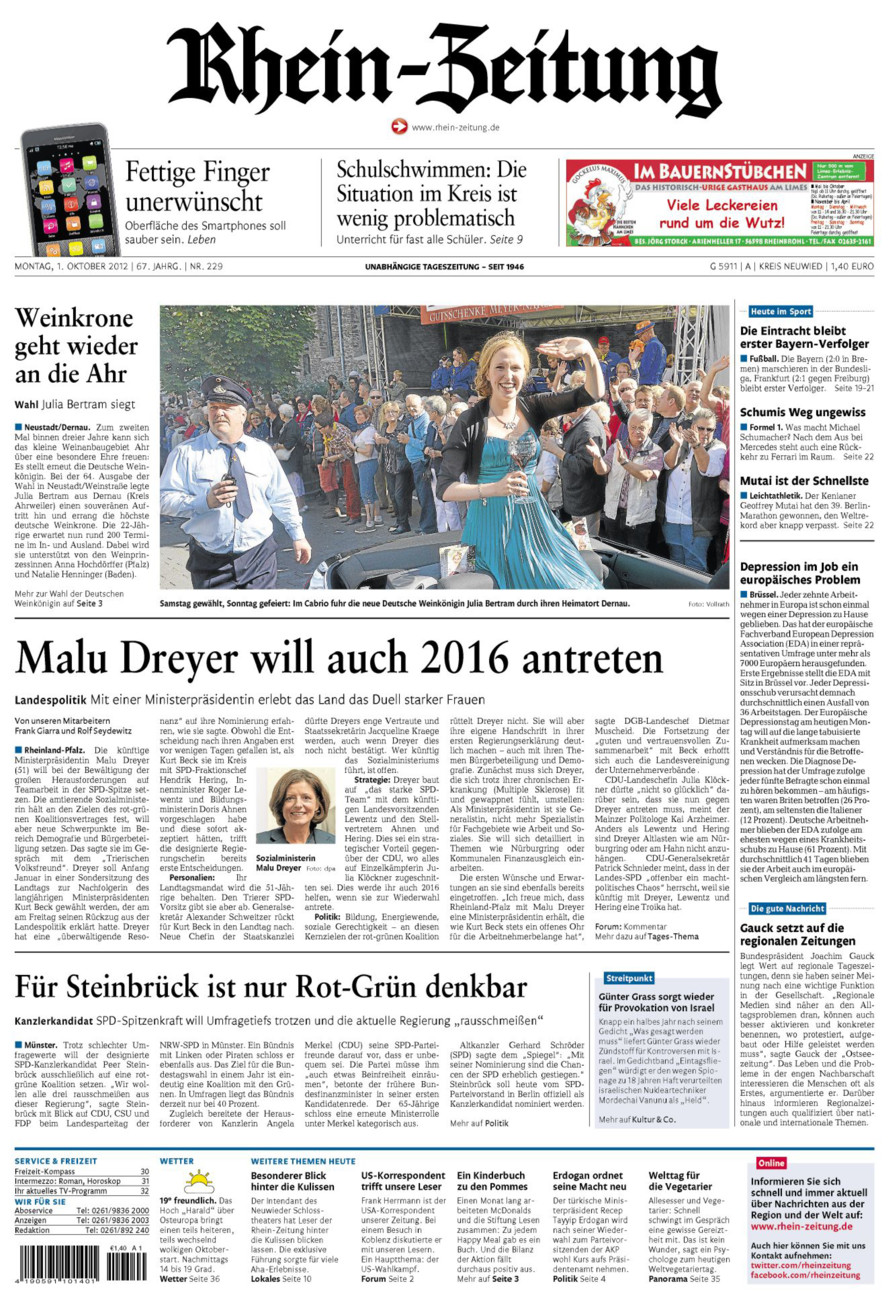 Rhein-Zeitung Kreis Neuwied vom Montag, 01.10.2012