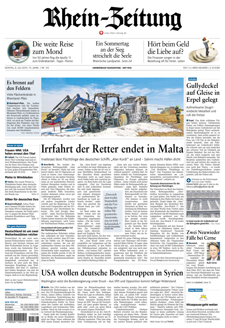 Rhein-Zeitung Kreis Neuwied vom Montag, 08.07.2019