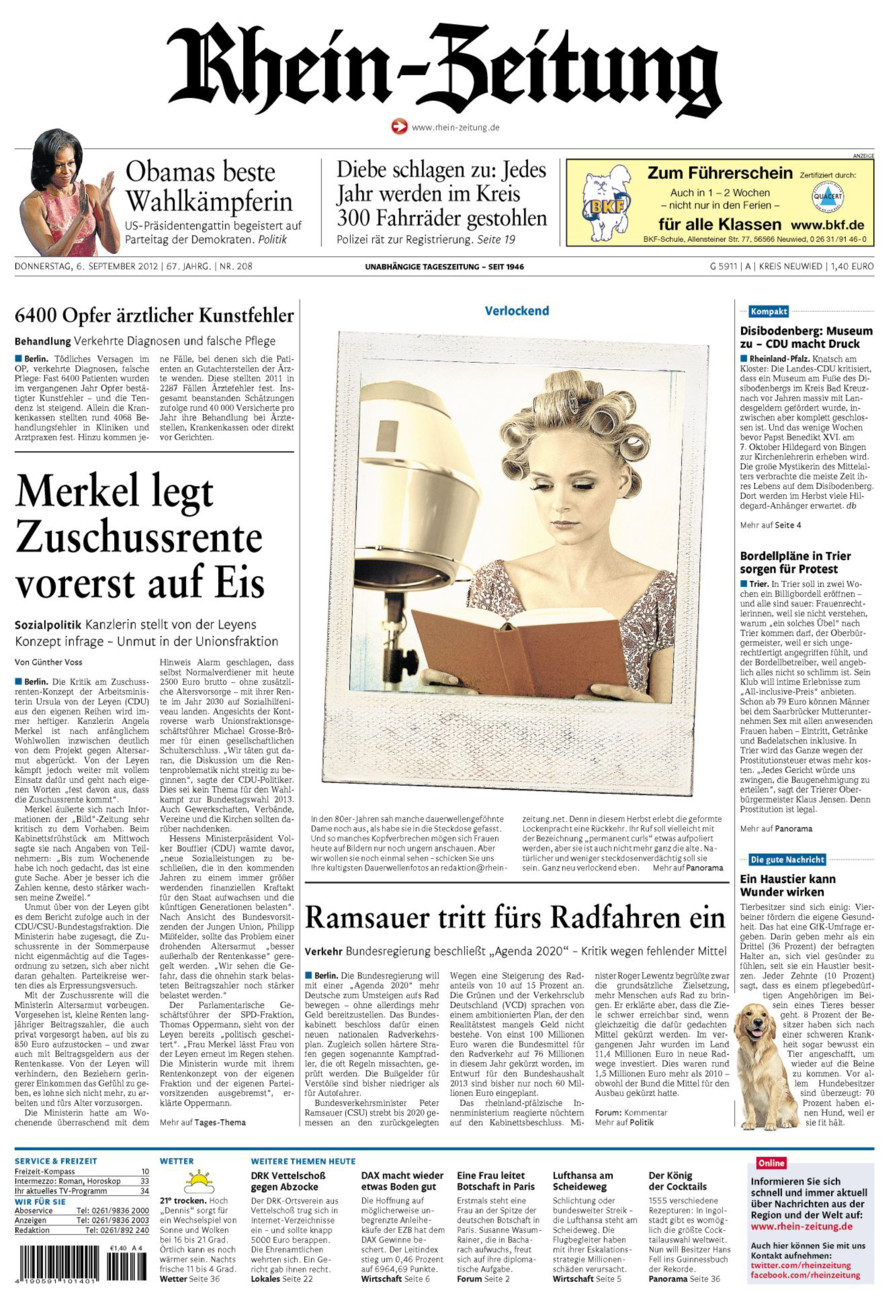 Rhein-Zeitung Kreis Neuwied vom Donnerstag, 06.09.2012