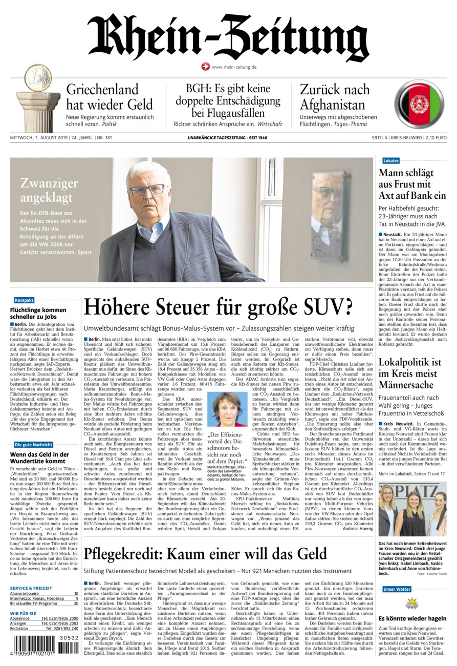 Rhein-Zeitung Kreis Neuwied vom Mittwoch, 07.08.2019