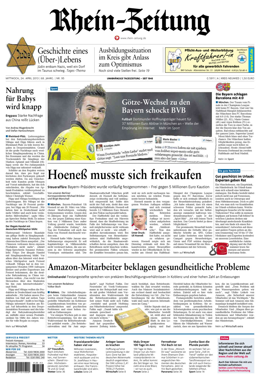 Rhein-Zeitung Kreis Neuwied vom Mittwoch, 24.04.2013