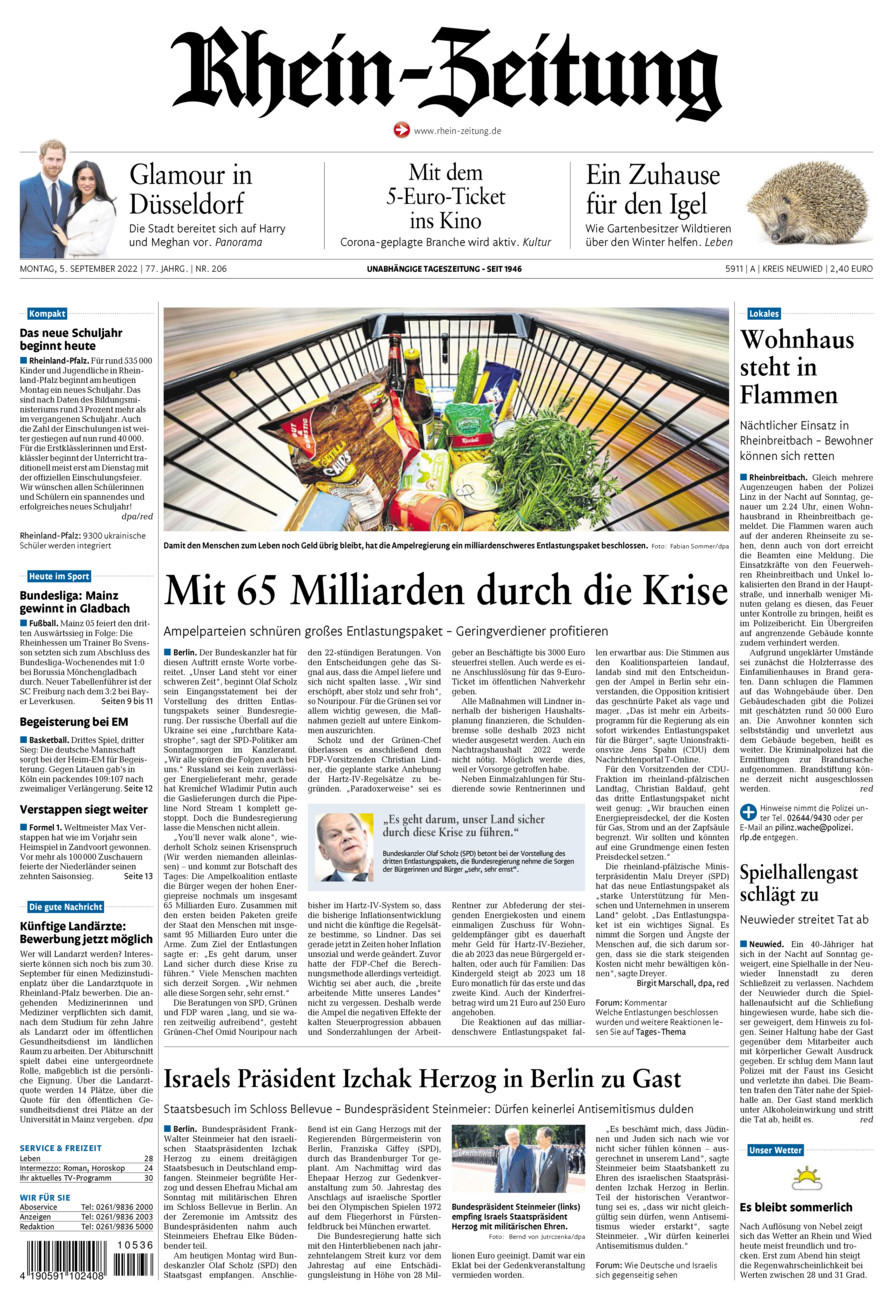 Rhein-Zeitung Kreis Neuwied vom Montag, 05.09.2022