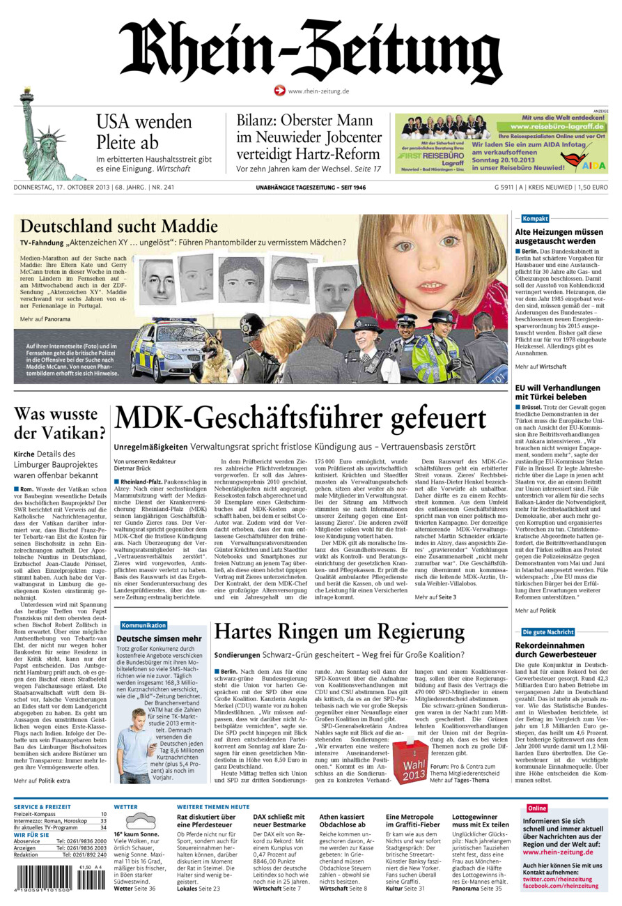 Rhein-Zeitung Kreis Neuwied vom Donnerstag, 17.10.2013