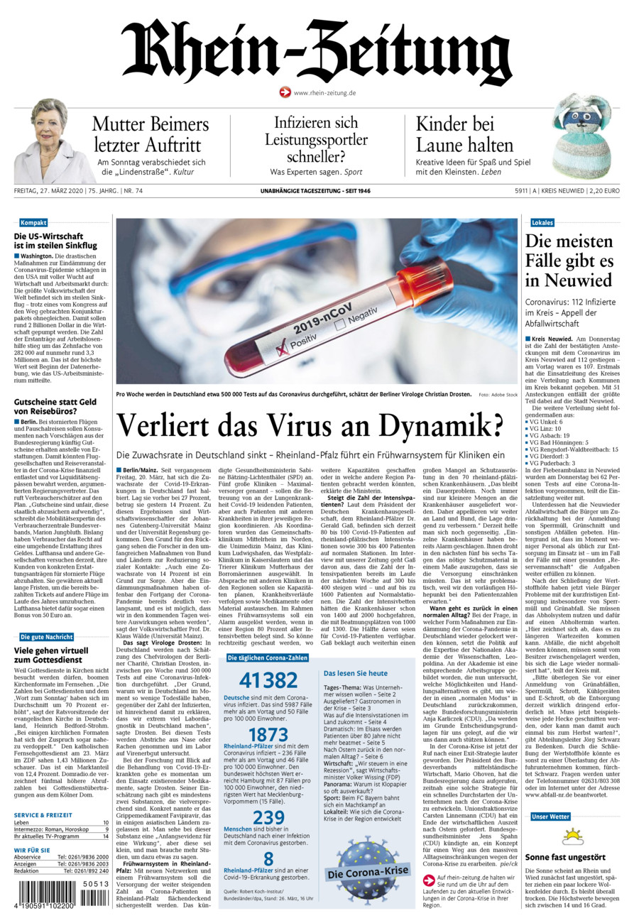 Rhein-Zeitung Kreis Neuwied vom Freitag, 27.03.2020
