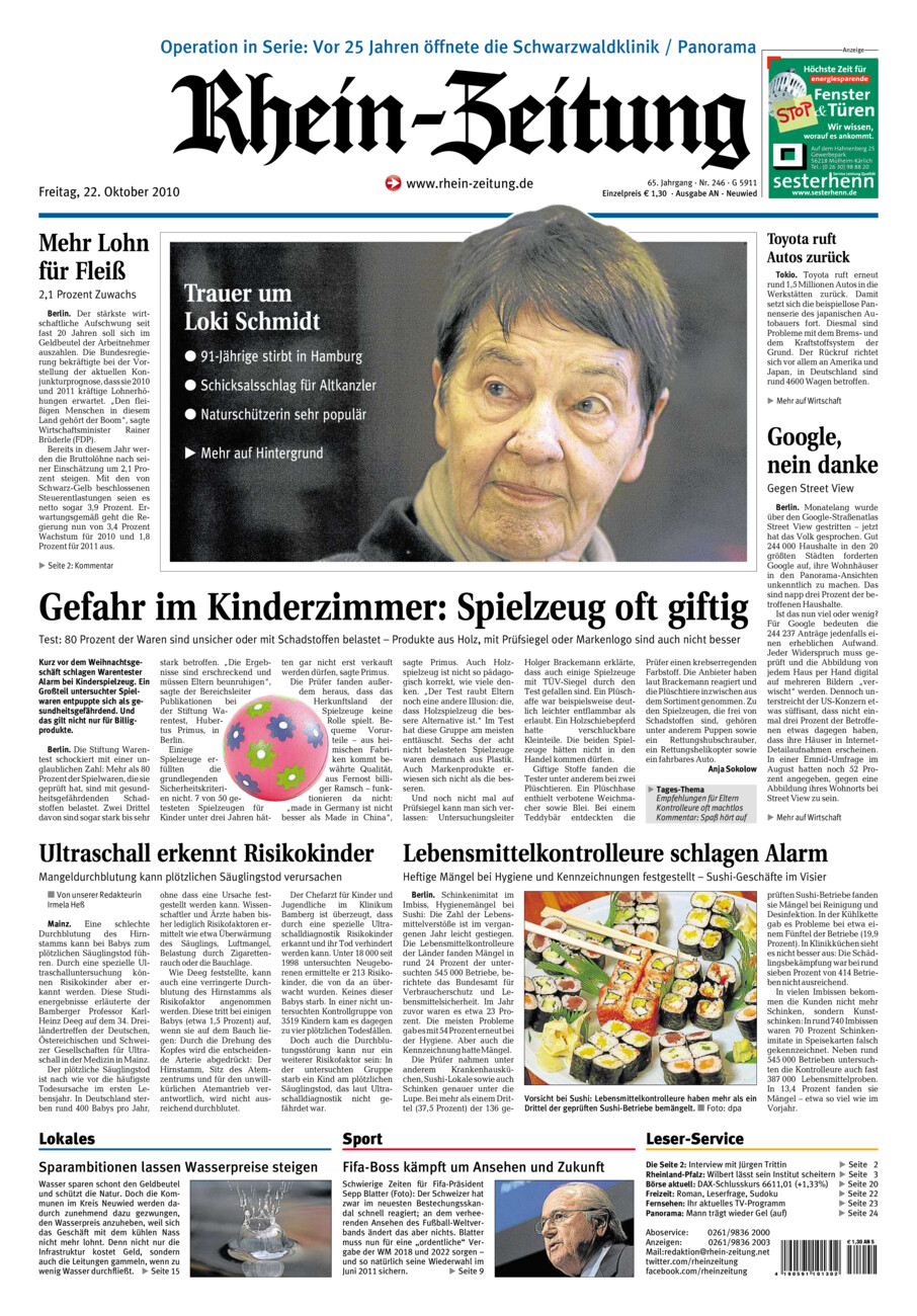 Rhein-Zeitung Kreis Neuwied vom Freitag, 22.10.2010