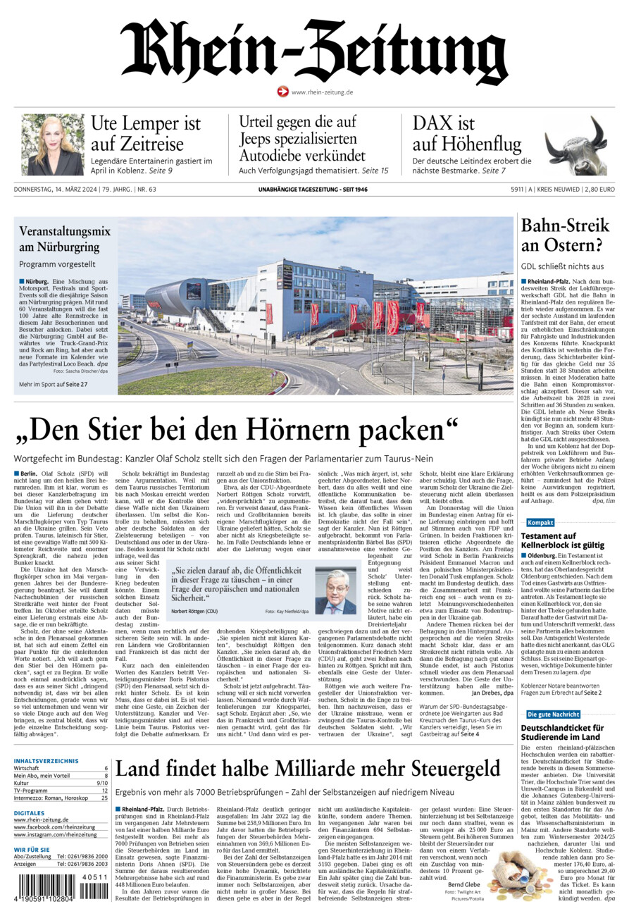 Rhein-Zeitung Kreis Neuwied vom Donnerstag, 14.03.2024