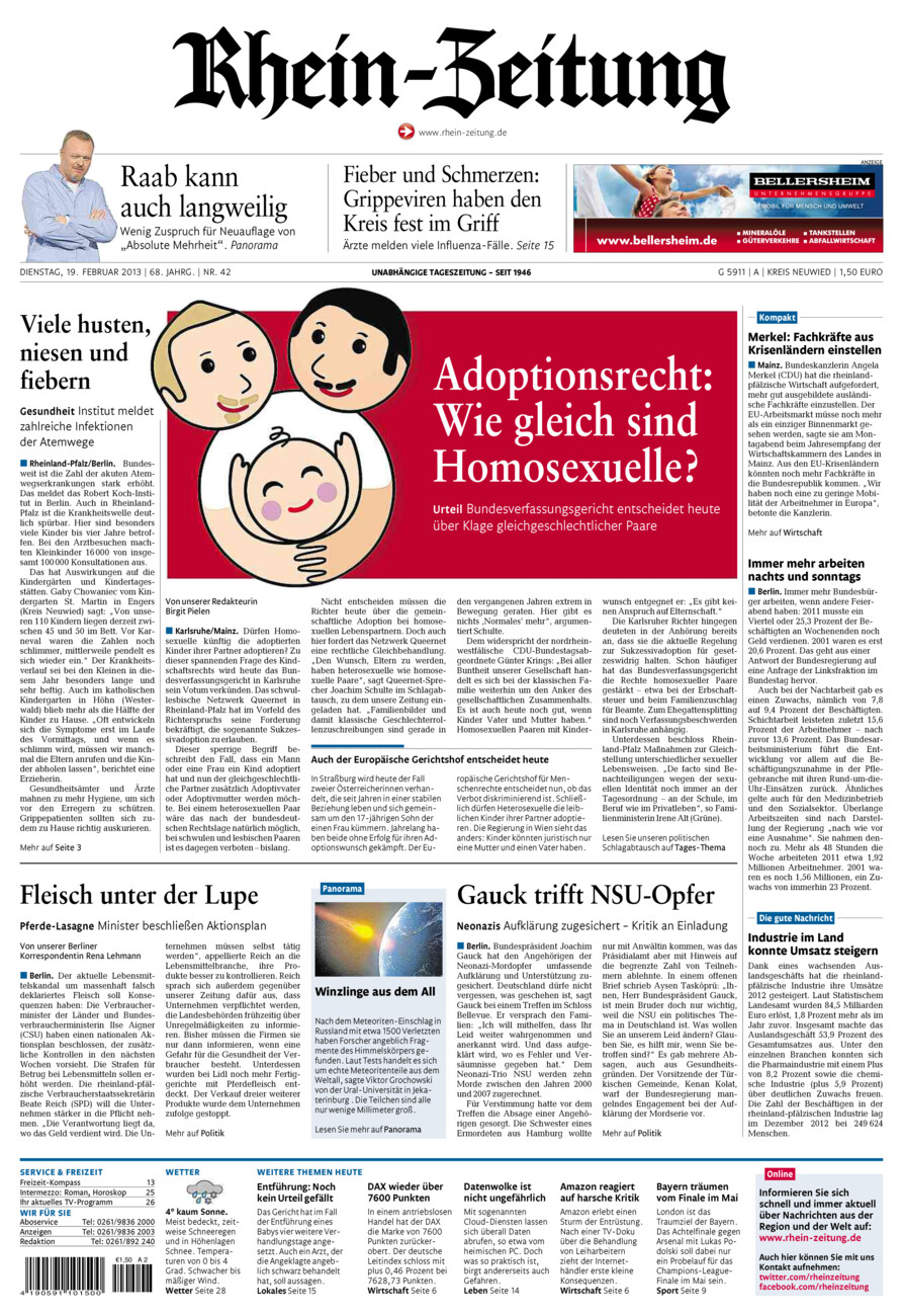 Rhein-Zeitung Kreis Neuwied vom Dienstag, 19.02.2013