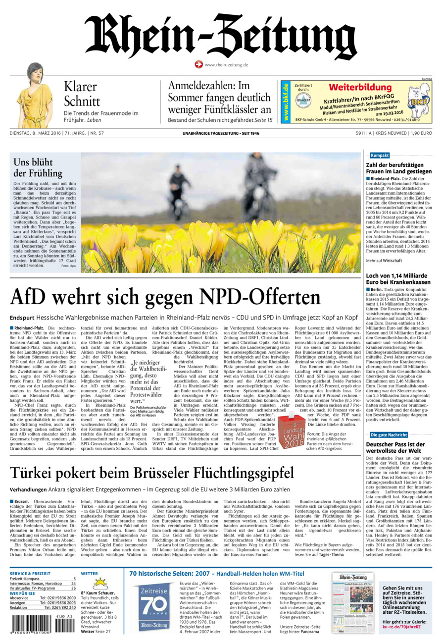 Rhein-Zeitung Kreis Neuwied vom Dienstag, 08.03.2016
