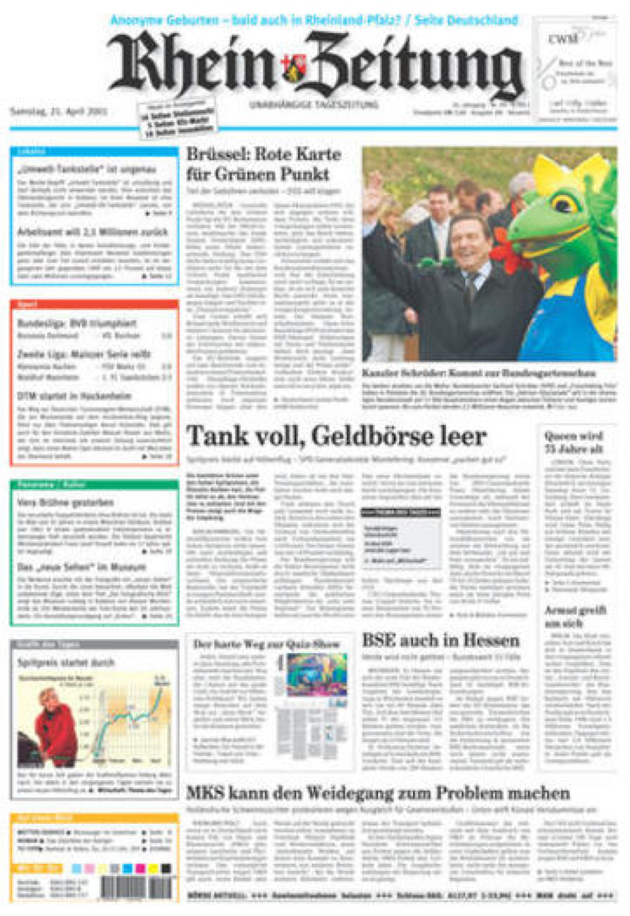 Rhein-Zeitung Kreis Neuwied vom Samstag, 21.04.2001