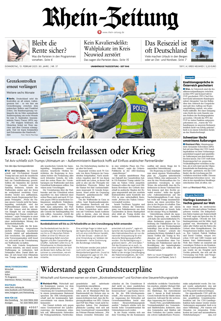 Rhein-Zeitung Kreis Neuwied vom Donnerstag, 13.02.2025