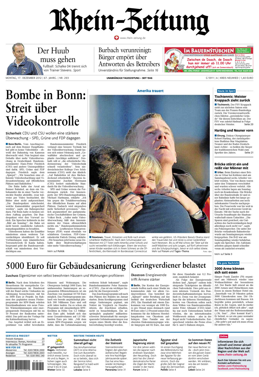 Rhein-Zeitung Kreis Neuwied vom Montag, 17.12.2012