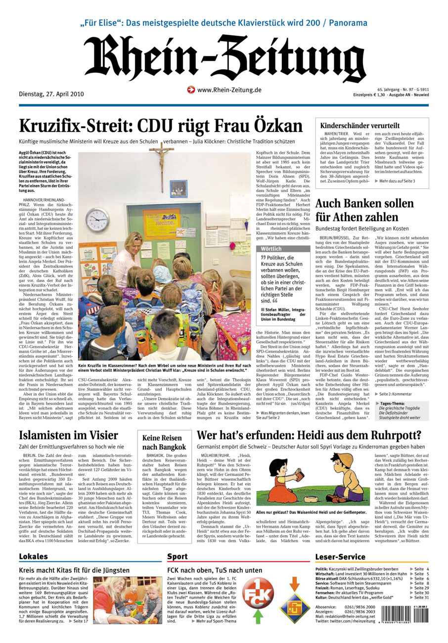 Rhein-Zeitung Kreis Neuwied vom Dienstag, 27.04.2010