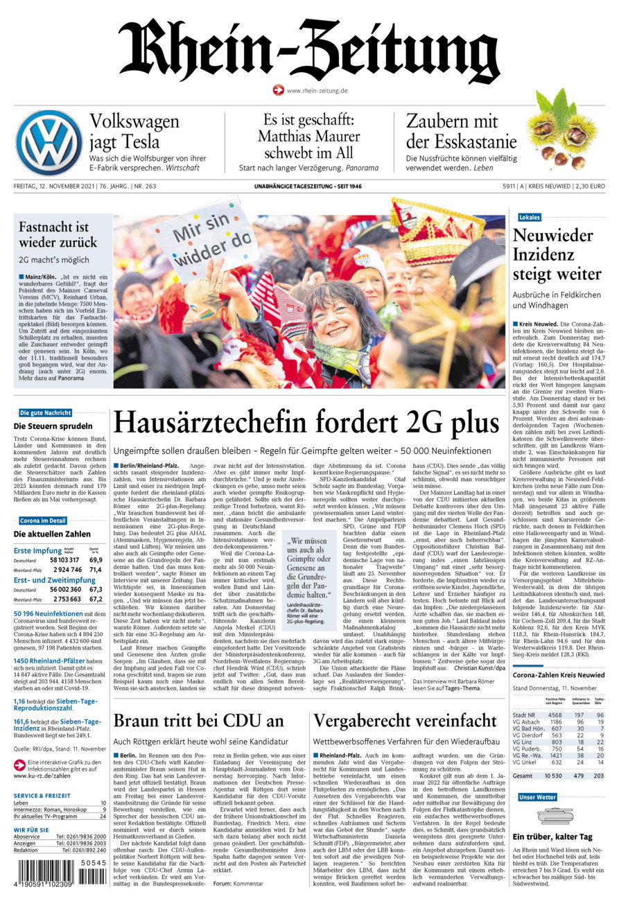 Rhein-Zeitung Kreis Neuwied vom Freitag, 12.11.2021