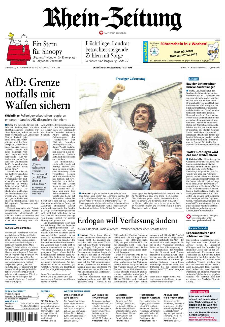 Rhein-Zeitung Kreis Neuwied vom Dienstag, 03.11.2015