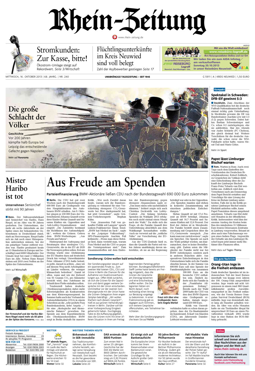 Rhein-Zeitung Kreis Neuwied vom Mittwoch, 16.10.2013