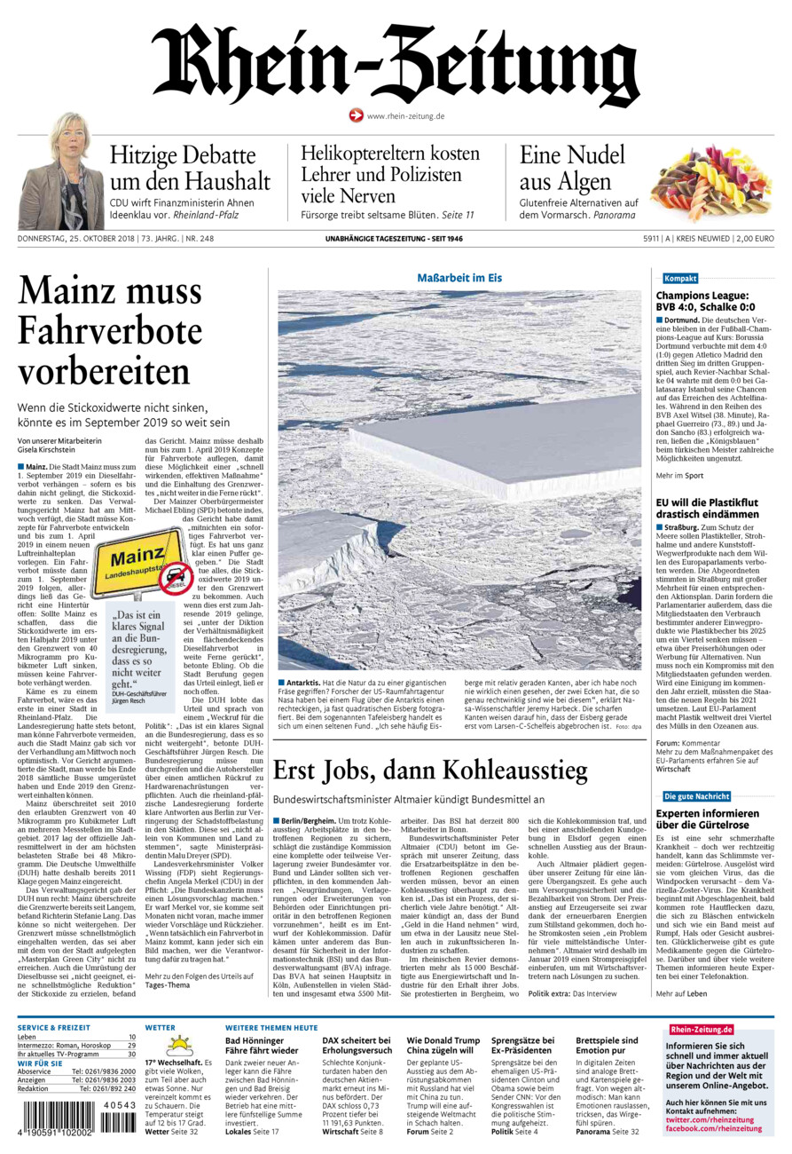 Rhein-Zeitung Kreis Neuwied vom Donnerstag, 25.10.2018
