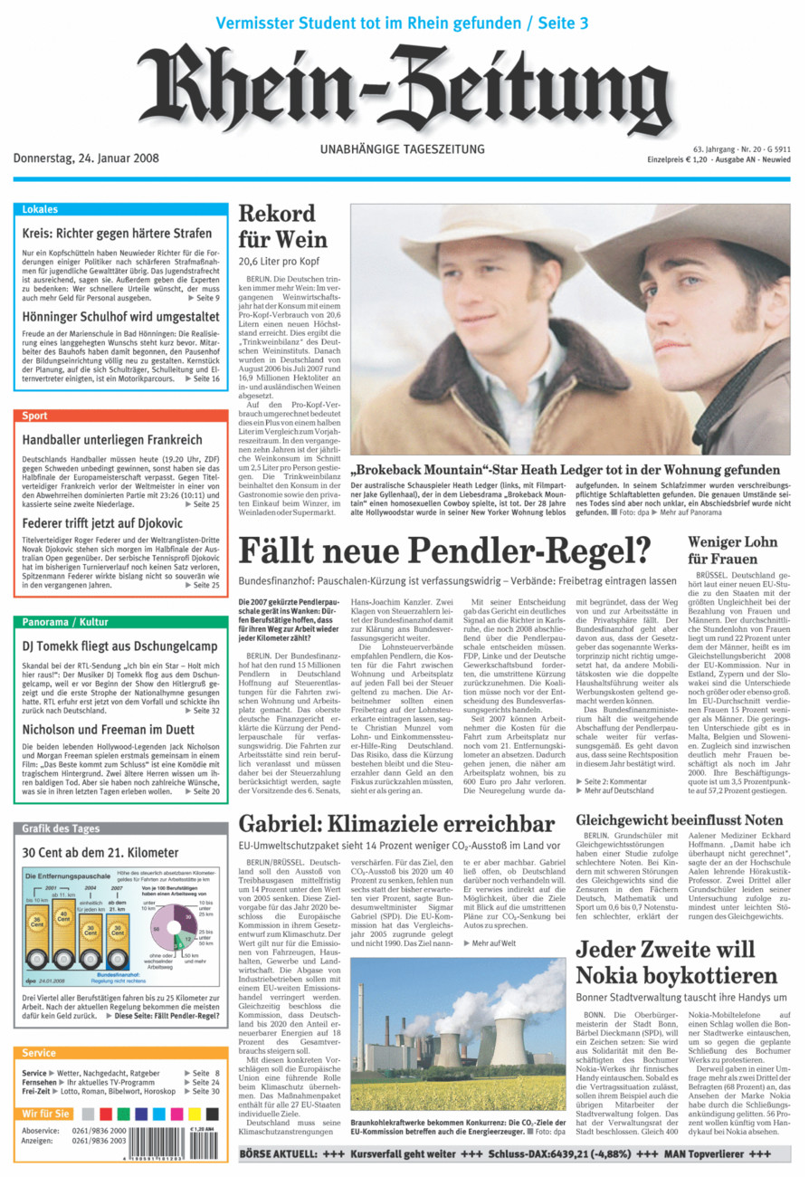 Rhein-Zeitung Kreis Neuwied vom Donnerstag, 24.01.2008