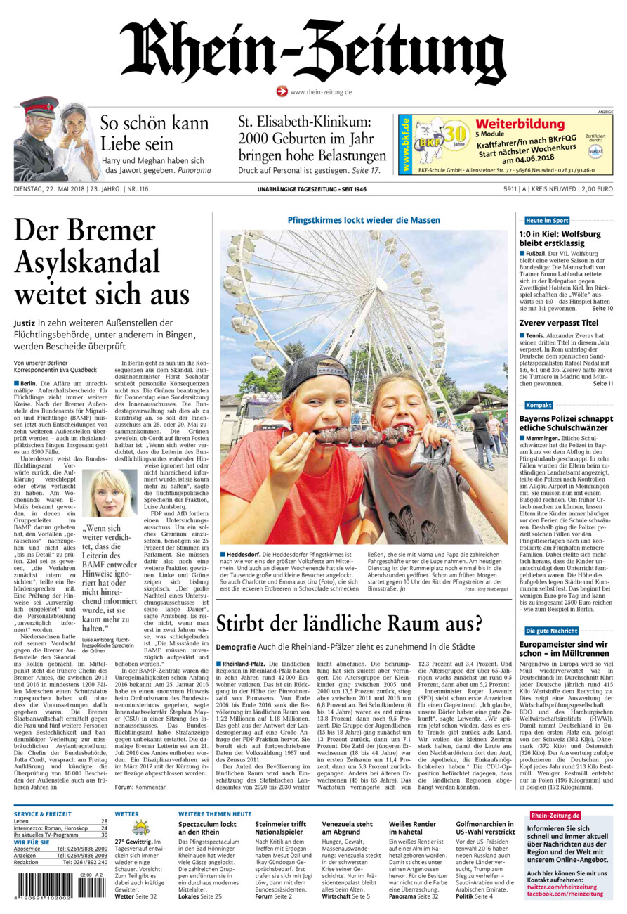 Rhein-Zeitung Kreis Neuwied vom Dienstag, 22.05.2018