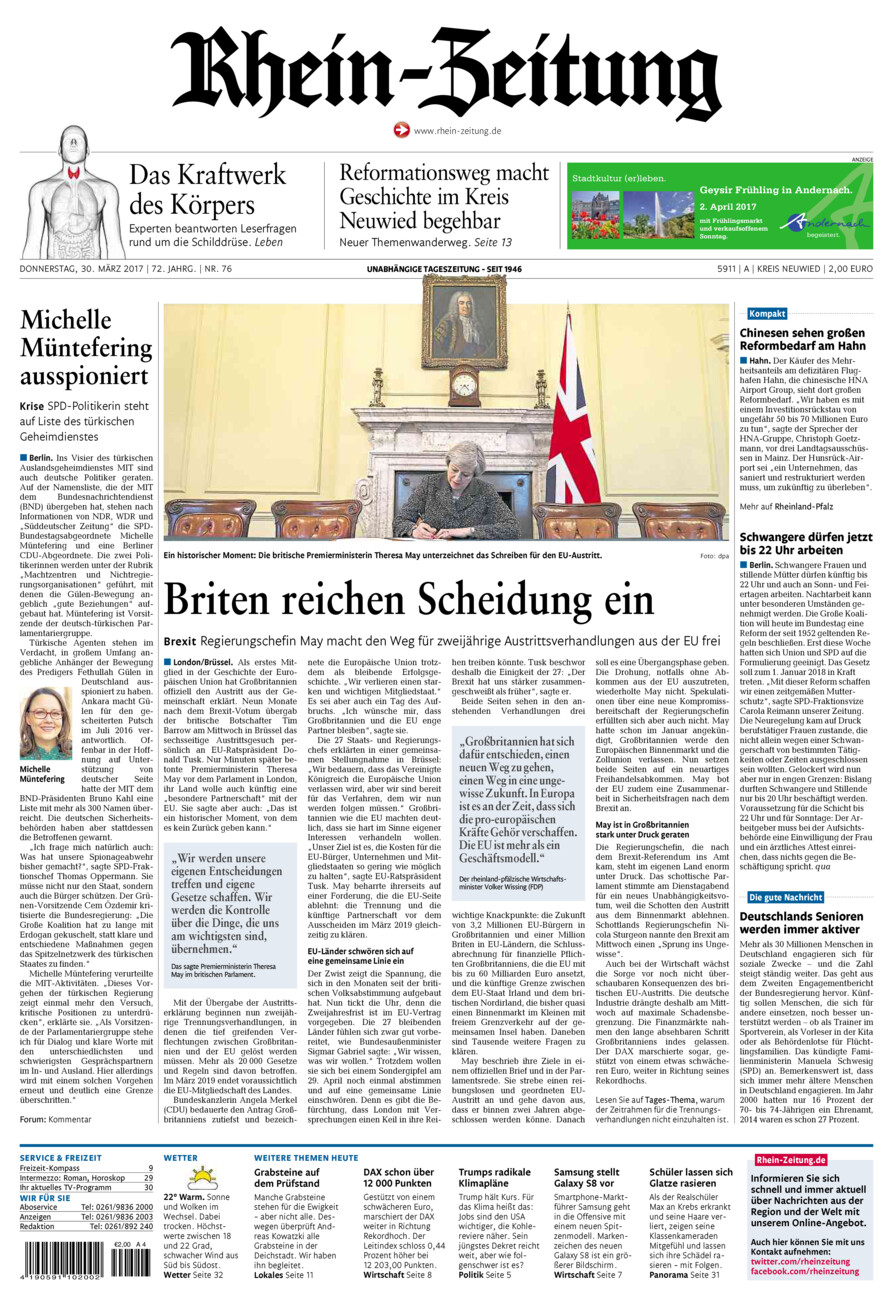 Rhein-Zeitung Kreis Neuwied vom Donnerstag, 30.03.2017