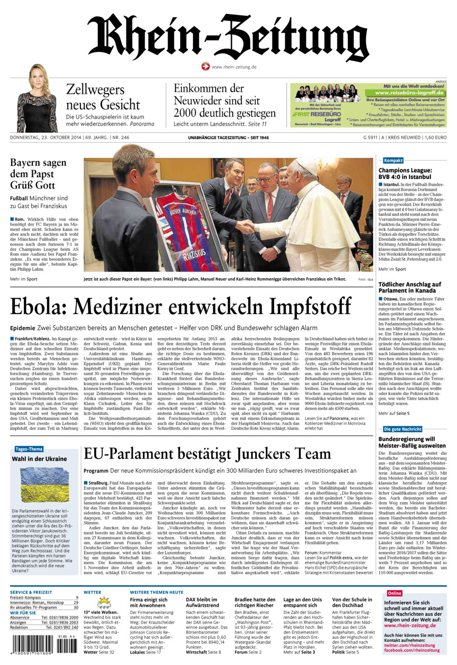 Rhein-Zeitung Kreis Neuwied vom Donnerstag, 23.10.2014