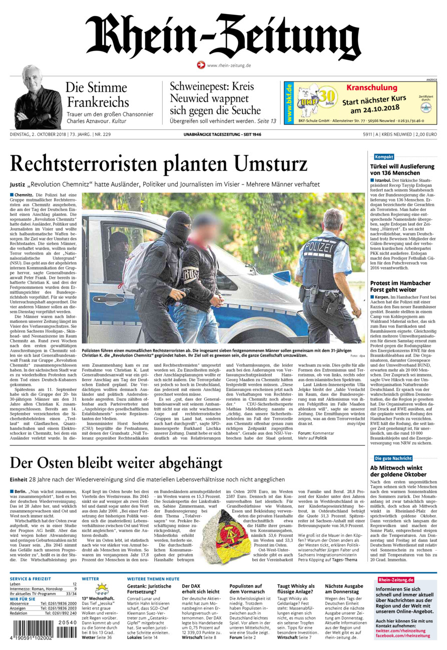 Rhein-Zeitung Kreis Neuwied vom Dienstag, 02.10.2018