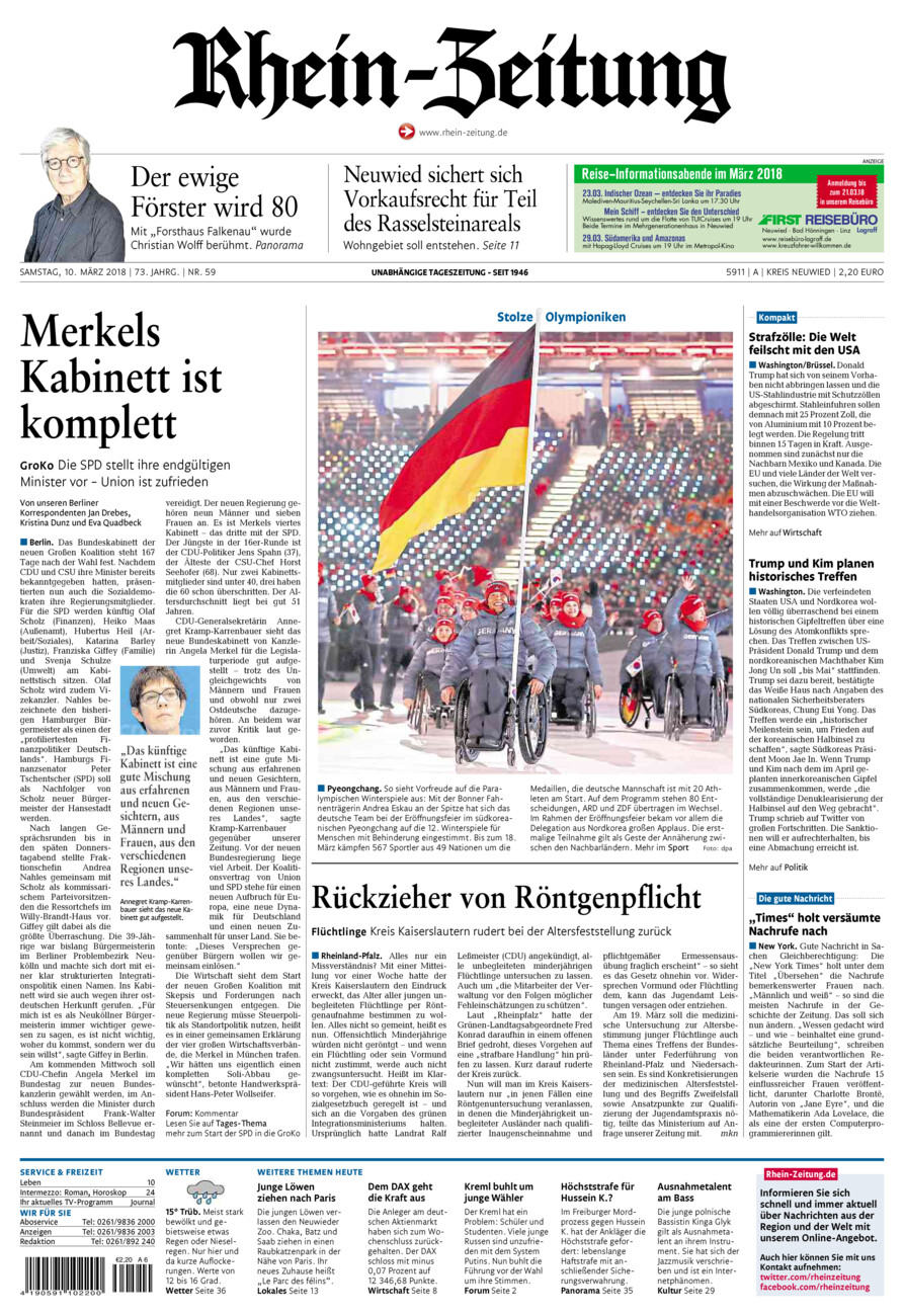Rhein-Zeitung Kreis Neuwied vom Samstag, 10.03.2018