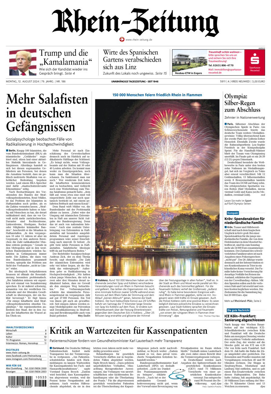 Rhein-Zeitung Kreis Neuwied vom Montag, 12.08.2024