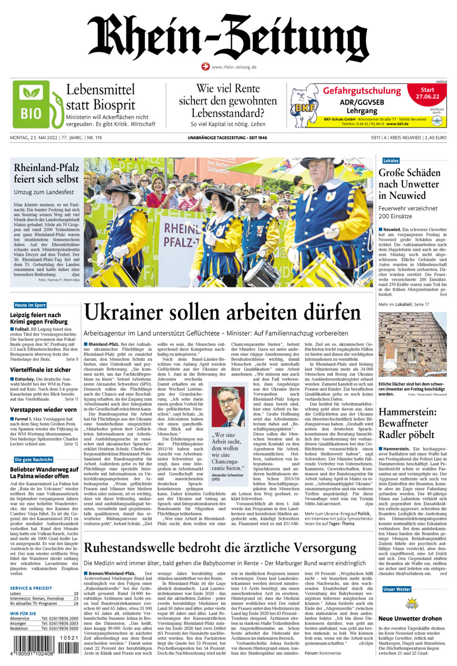 Rhein-Zeitung Kreis Neuwied vom Montag, 23.05.2022