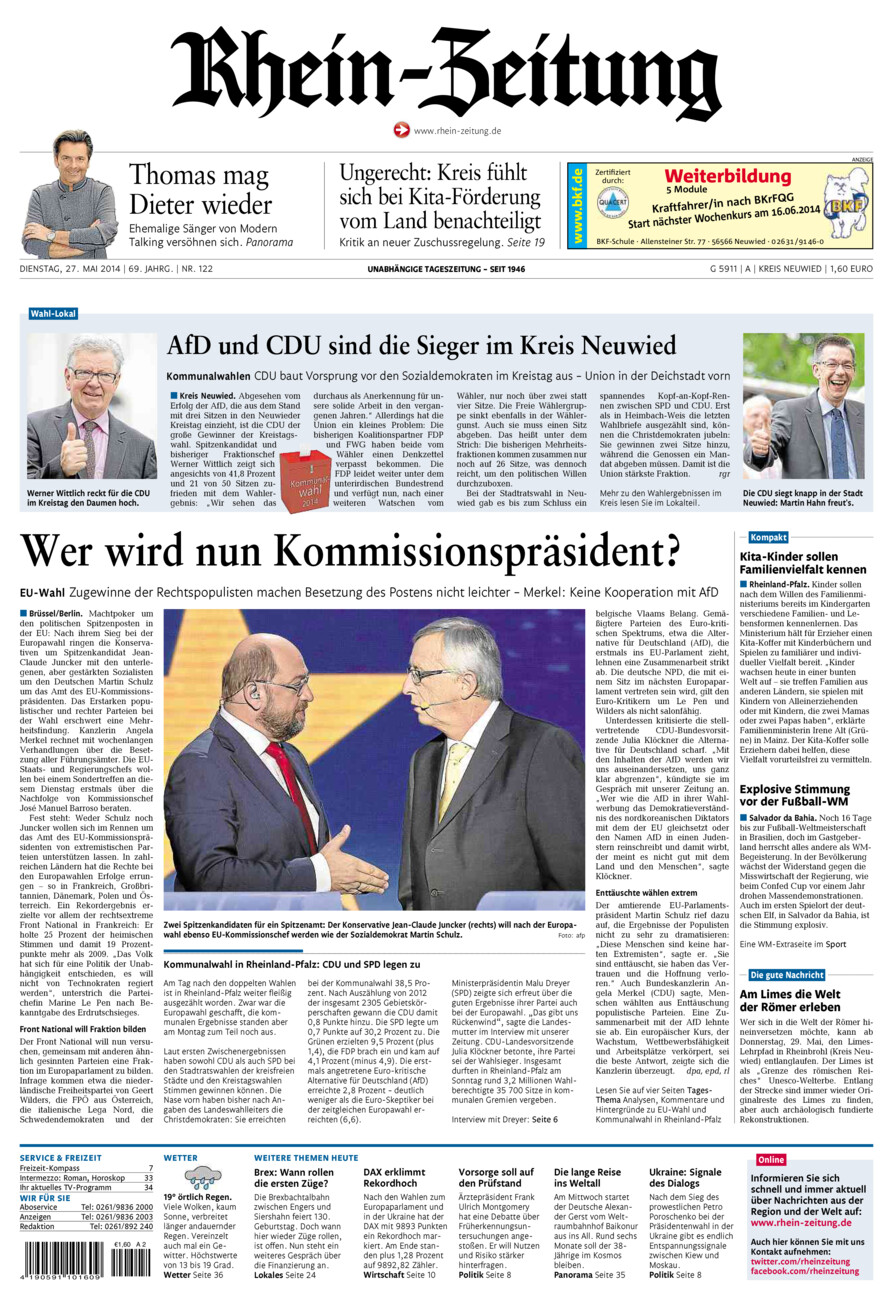 Rhein-Zeitung Kreis Neuwied vom Dienstag, 27.05.2014