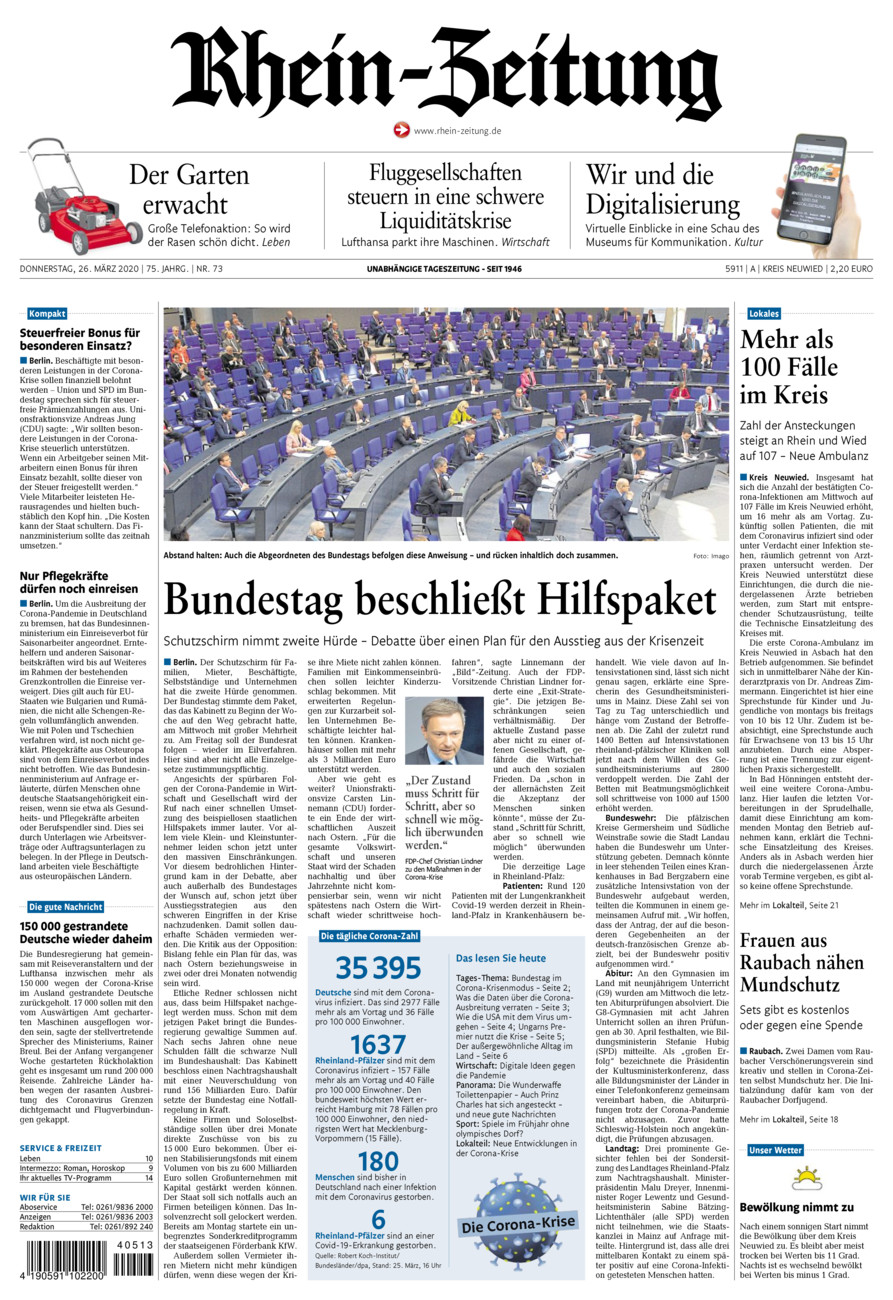 Rhein-Zeitung Kreis Neuwied vom Donnerstag, 26.03.2020
