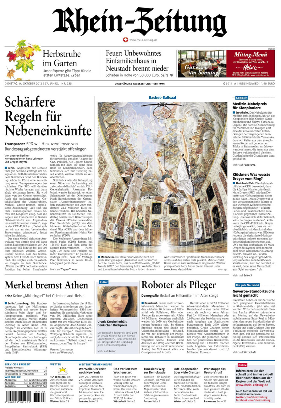 Rhein-Zeitung Kreis Neuwied vom Dienstag, 09.10.2012