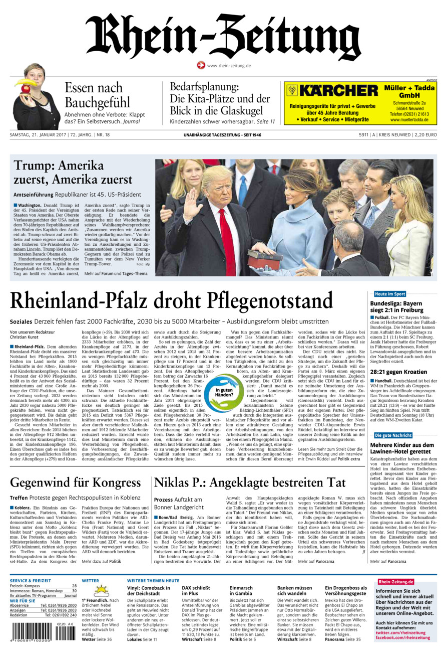 Rhein-Zeitung Kreis Neuwied vom Samstag, 21.01.2017